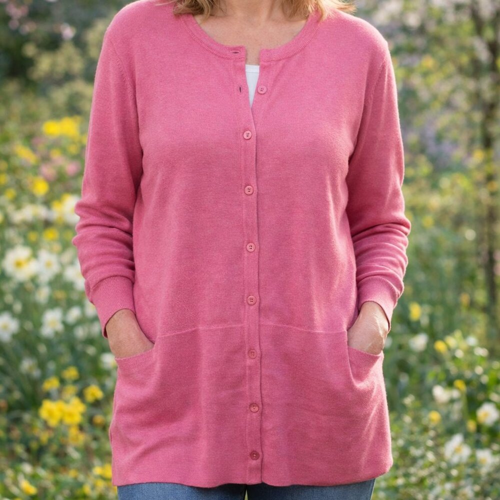Ashley Stewart Lightweight Cardigan sweater Plus Size 18/20 Pink Button Down NWT